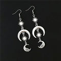 Minimalist Punk Gothic Women's Earrings Retro Moon Large Hoop Earrings Zinc Alloy Long Jewelry Pendant Earrings