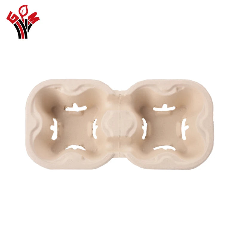 Hot Coffee Take-Away Cup Holder Disposable Portable Paper Cup Holder Customizable Logo 2-4 Capacity