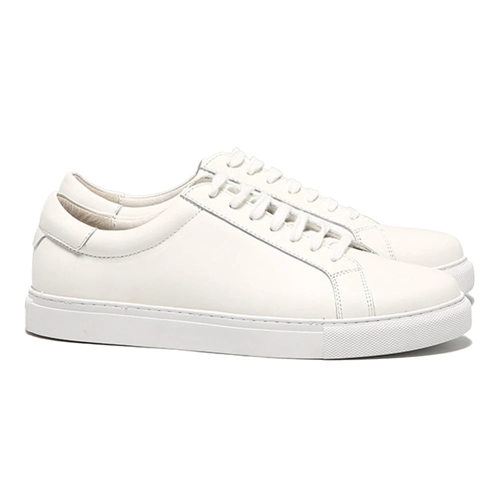 2024 Walking Skateboarding Style Top Grade Cow Leather Men's Loafer Shoes White Wear-Resistant Pure Leather Casual Sneaker Shoes