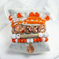 New Bohemian Women Jewelry 5pcs Glass Natural Stone Bead Elastic Bracelet Seed Bead Bracelet Drop Pendant Stacked Bracelet Set