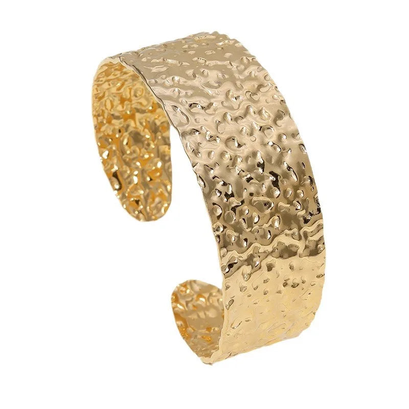 BM Eco-friendly Hypoallergenic Stainless Steel 18K Gold Plated Punk Geometric Cuff Bangle Unisex Gift