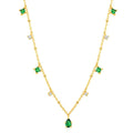 Elegant Water Drop Zircon Necklace Sterling Silver Emerald Green Necklace