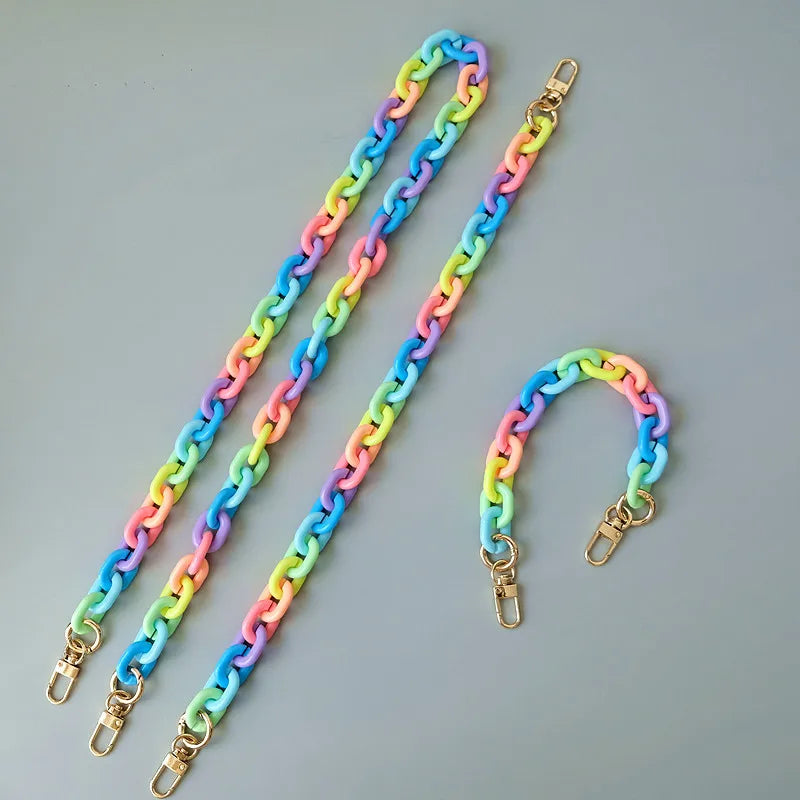 Meetee B-C182 Fashion Candy Color Colorful Mixed Resin Chain One-shoulder Bag Acrylic Cell Phone Chain