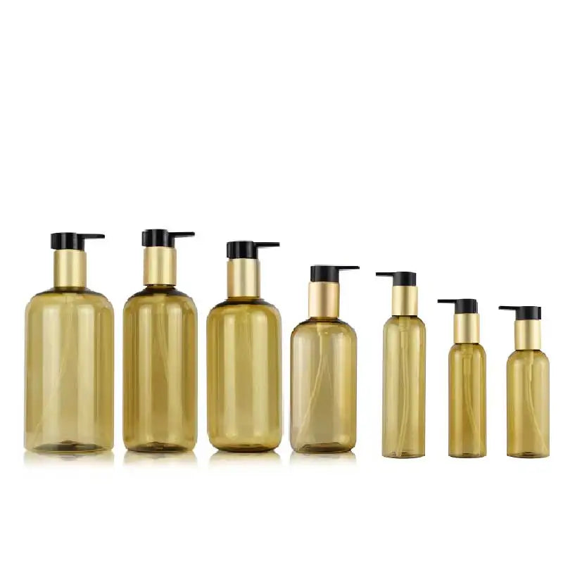 Matte Gold 130ml-500ml Plastic PET Empty Bottles with Pump for Shampoo Conditioner Lotion Sizes Ranging From 8oz to 350ml