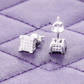 925 Sterling Silver GRA Hip Hop Iced Bling Square Cluster Stud Earrings Pass Diamond Tester 6MM VVS Moissanite Square