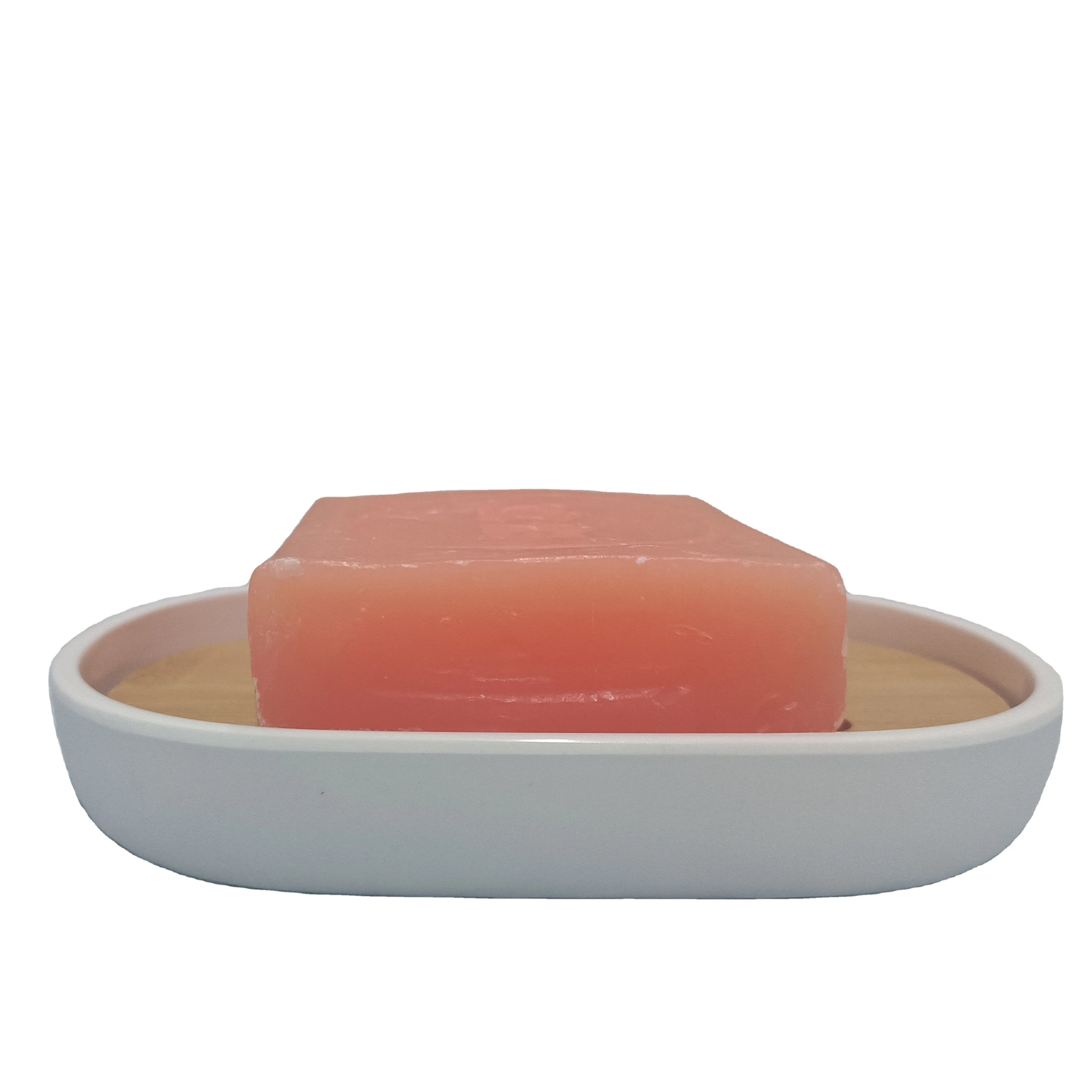Sustainable Modern Luxury Bamboo Fiber Small Oval Soap Tray Bath Body Bar Storage Case Holder Drainer Eco-Friendly Plastic Free