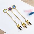 Natural Crystal Tableware with Special Design Healing Gemstone Fork with Crystal