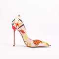 2022 Luxury Famous Brand Classical Pointed Toe Women's Slip-On Summer High Heels Floral Print Fabric Dress Pumps