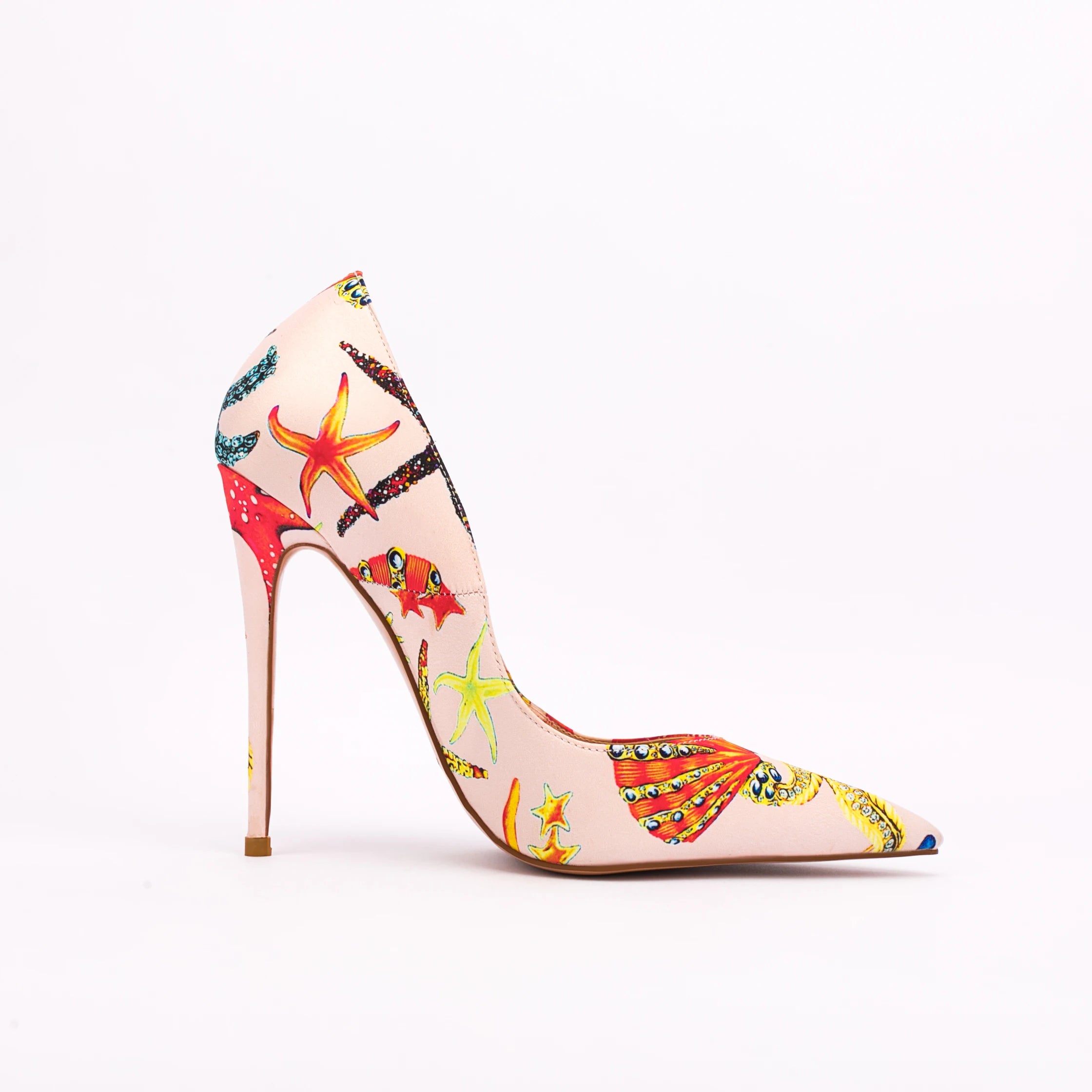 2022 Luxury Famous Brand Classical Pointed Toe Women's Slip-On Summer High Heels Floral Print Fabric Dress Pumps