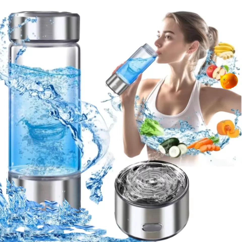 Suitable PEM 1600PPB USB Stainless Steel  Glass Portable Economically Digital Hydrogen Rich Water Bottle