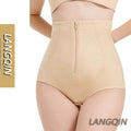 Langqin Everyday Style High-Waisted Bodyshaper Shapewear Girdle Shorts Tummy Control Front Zipper Waist Slimming Panties
