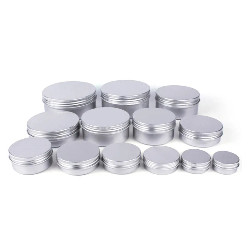 Factory Price Round 10g-1000ml  Silver Aluminum Jar Can Stored Cosmetic Aluminium Tins