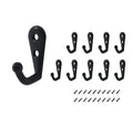 10 Pack Black Rustic Mini Wall Mounted Single Hook Robe & Coat Hooks Screws for Hanging Clothing Zinc Alloyed Multifunctional