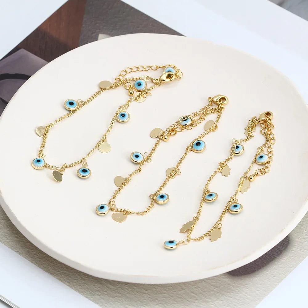 Hot Sell Evil Eye Bracelet for Women Evil Eye Love Palm Round Pendant Bracelet