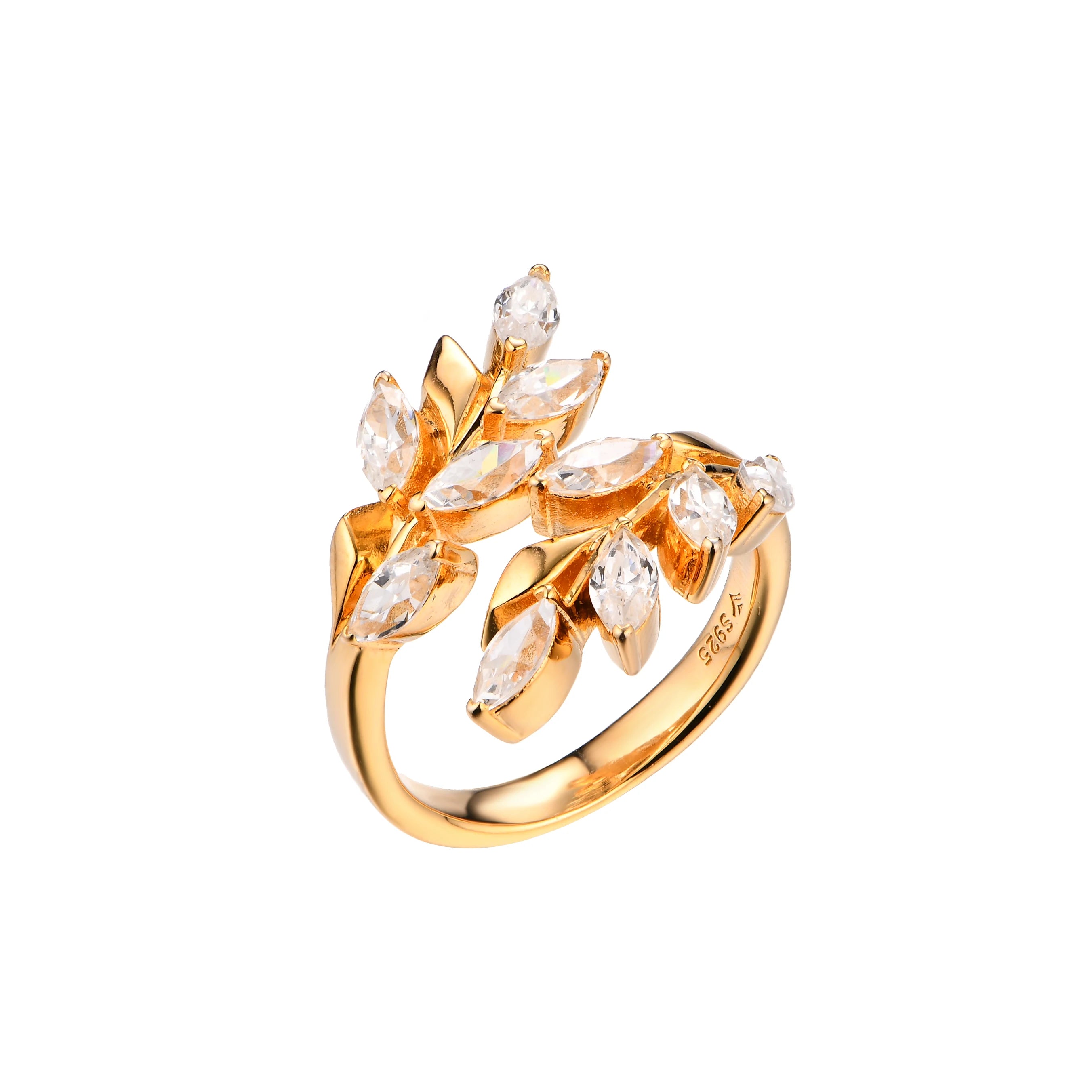 Factory Price Marquise Cut Cubic Zirconia Yellow Sterling Silver Diamond White Gold Emerald Engagement Rings