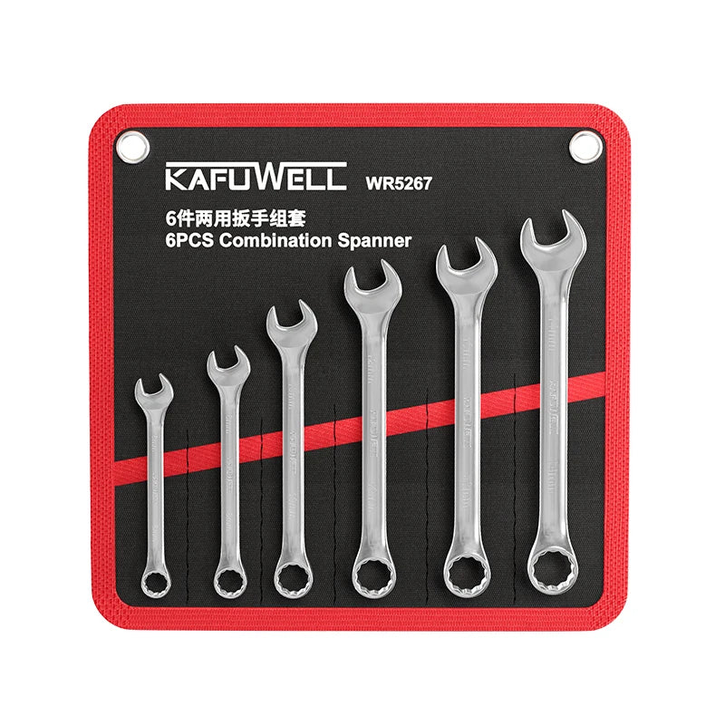 KAFUWELL WR5267 Multi-function Wrench Car Repair Suit 6-piece Chrome Vanadium Steel Mirror Durable Dual-purpose Wrench