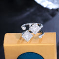 Shiny White Cubic Zirconia Alloy Silver Plated Wedding Adjustable Open Ring Jewelry for Women Accessories with Competitive Price