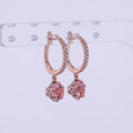 Lab Sapphire 6x6mm Padparadscha Color Decagon Starsgem Lab Grown Gemstones 10k 14k Rose Gold Drop Earring Jewelry