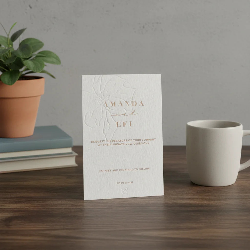 Custom Wishing Well RSVP Invitations Contact Card Letterpress Printing on Offset Paper Cardboard Corrugated Board Material