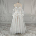 Real Photos Dream Off Shoulder Appliques Sequined Lace A-line Wedding Dress Glittery Tulle Sweep Train Bride Gown for Women