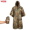 WOQI Adjustable Hood Raincoat Reusable Nylon Camouflage Rain Jacket for Hunting Camping Sleep for Outdoor Hiking Clothing