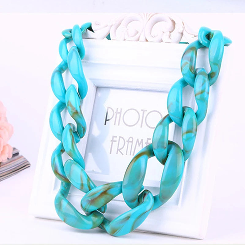 Exaggerated Accessories Acrylic Chain Clavicle Chain Ring Buckle Necklace Oversized Choker Accessories