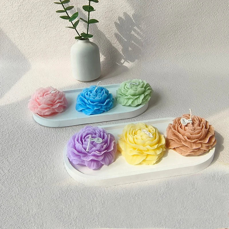 Wholesale Decorative Flower Aromatherapy Peony Shaped Flower Scented Candle for Wedding Home Decor