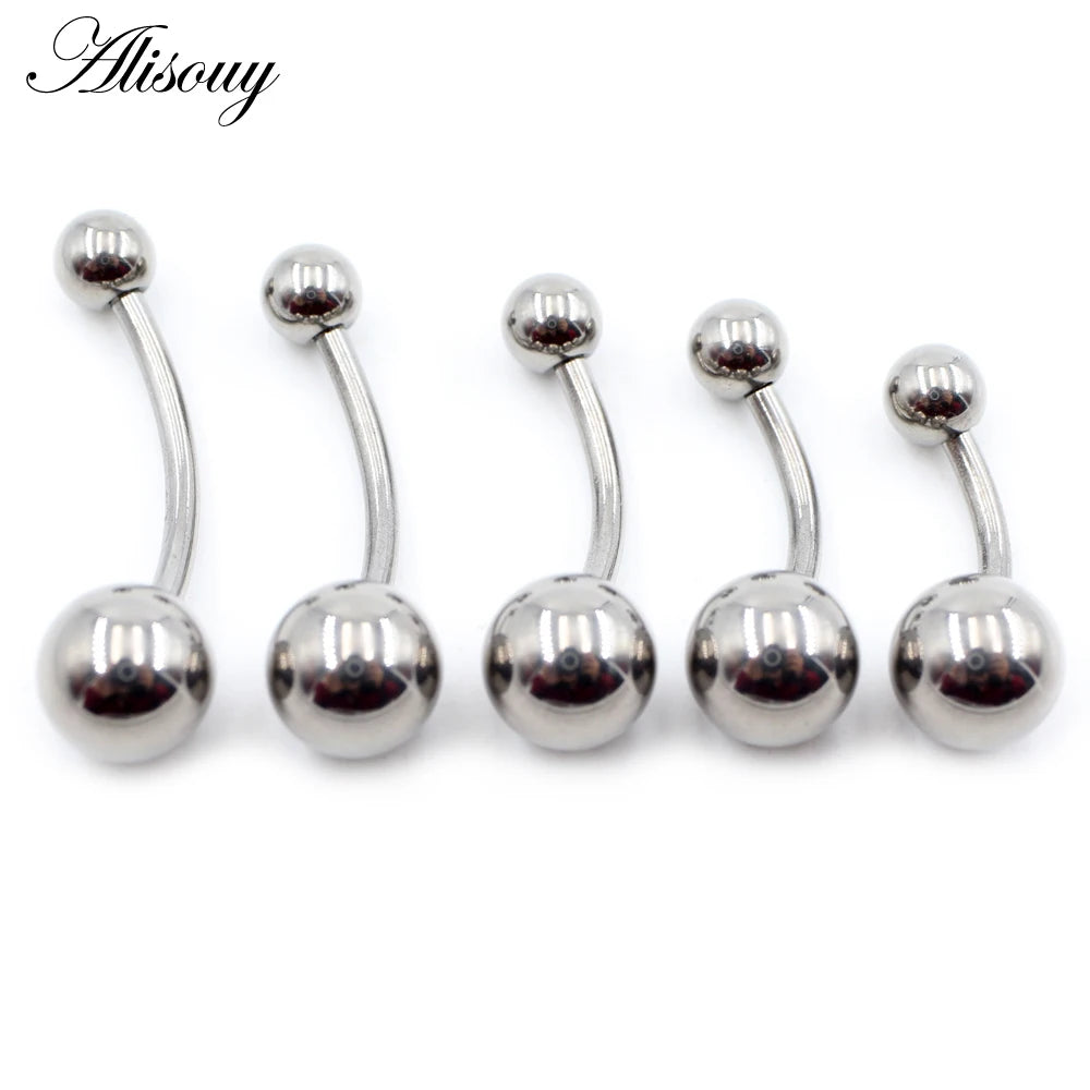 Wholesale 8-16mm Length G23 Titanium Steel Ball Barbell Sexy Ball Belly Ring Navel Piercing Women Men Button Ring Body Jewelry