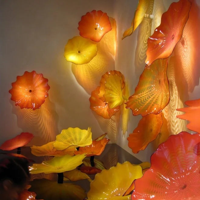 Luxury Murano Glass Christmas Decorations Modern Hanging Flower Plate Hotel Lobby Wall Decor