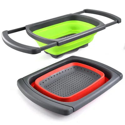 Over the Sink Collapsible Colander With Extendable Handles Kitchen Retractable Strainer Basket