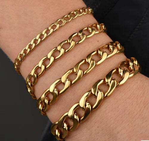 Explosive Personality Bracelet Stainless Steel 18K Gold Thick Chain Bracelet Spot for Women and Man