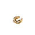 Simple 316L Stainless Steel 18K Gold Plated Braided Winding Finger Ring Titanium Steel Geometric Open Cross Band Rings Jewelry