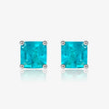 7mm square 925 Sterling Silver Paraiba Tourmaline Gemstone Stud Earring