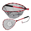 HONOREAL  Blue Rubber Silicone Fishing Net Large  Big Folding Landing Net Collapsible Aluminum Pole Handle with Deep Net