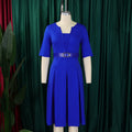 Stylish Elegant Temperament Solid Color Five-quarter Sleeve African Dress