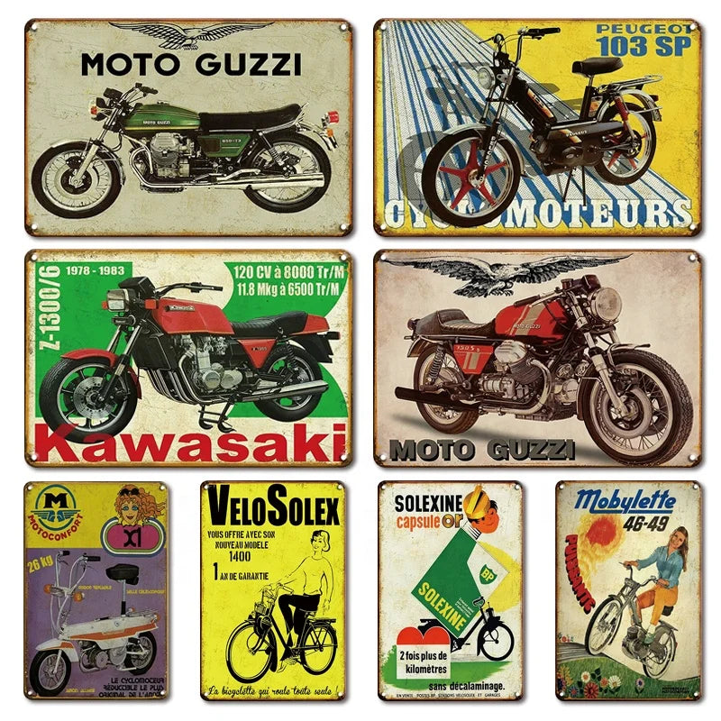 Metal Tin Sign 20*30cm Motorbike Car Bar Poster Signs Vintage Retro Plate Iron Art Style Painting Garage Metal Signs Wall Decor