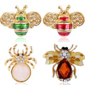 Jachon Animal Insect Thorn Horse Needle Little Bee Retro Cartoon Crystal Diamond Brooch