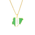 Colorful Country Flag Stainless Steel Nigeria Map Necklace Women Men