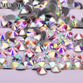 JUNAO SS8 SS10 SS12 SS16 SS20 Crystal AB Rhinestone Round Strass Applique Iron on Sliver Hotfix Rhinestones