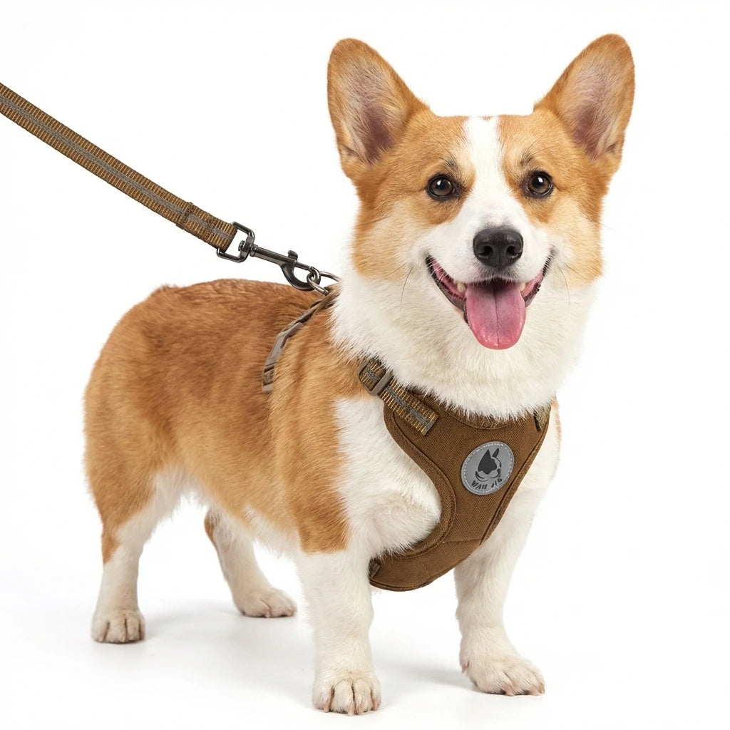 Breathable Mesh Dog Harness Kit with Floral Print Adjustable Vest for Walking Training - Reflective Strips