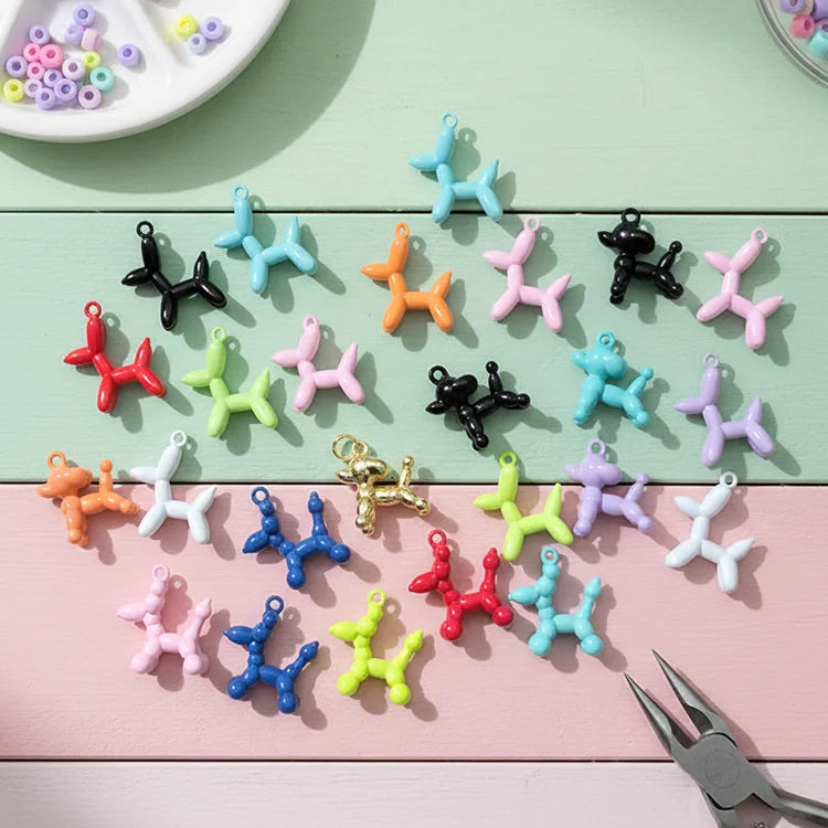 JS1554 Multicolor Enamel Cut Balloon Dog Charms 18K Gold Plated Brass Puppy Poodle Pendants for DIY Jewelry Making