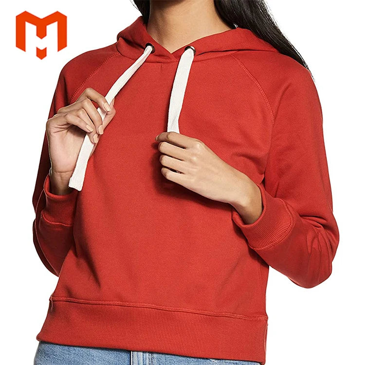 Crop Top Hoodies Custom Blank Oversize Printed Soft Sports Sweatshirt Drawstring Hodie Casual Wear Hoodies for Women