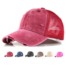 Promotional Summer Custom Embroidery Logo Distressed Washed Mesh Trucker Hats Worn Out Vintage 6 Panel Blank Dad Hats
