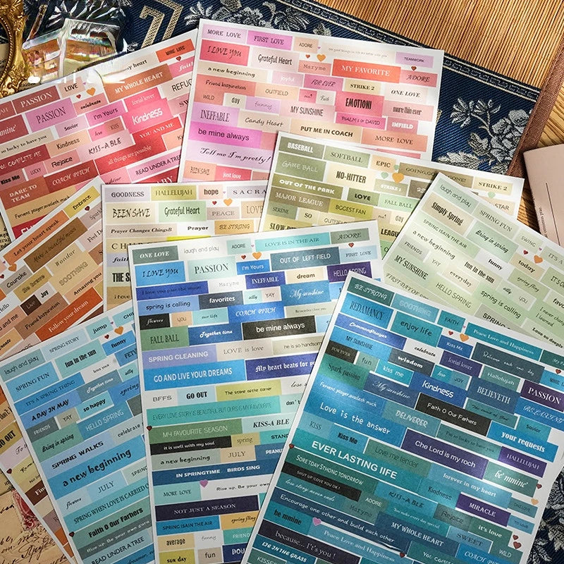 Vintage Text Sticker Pack Bookmark Sticker Creative Hand Ledger DIY Material Decoration Sticker 3 Sheets