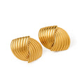 J&D Geometric Stainless Steel Earings Jewelry Women 18K Gold Plated Textured Interlaced Earrings Studs MegaBDM