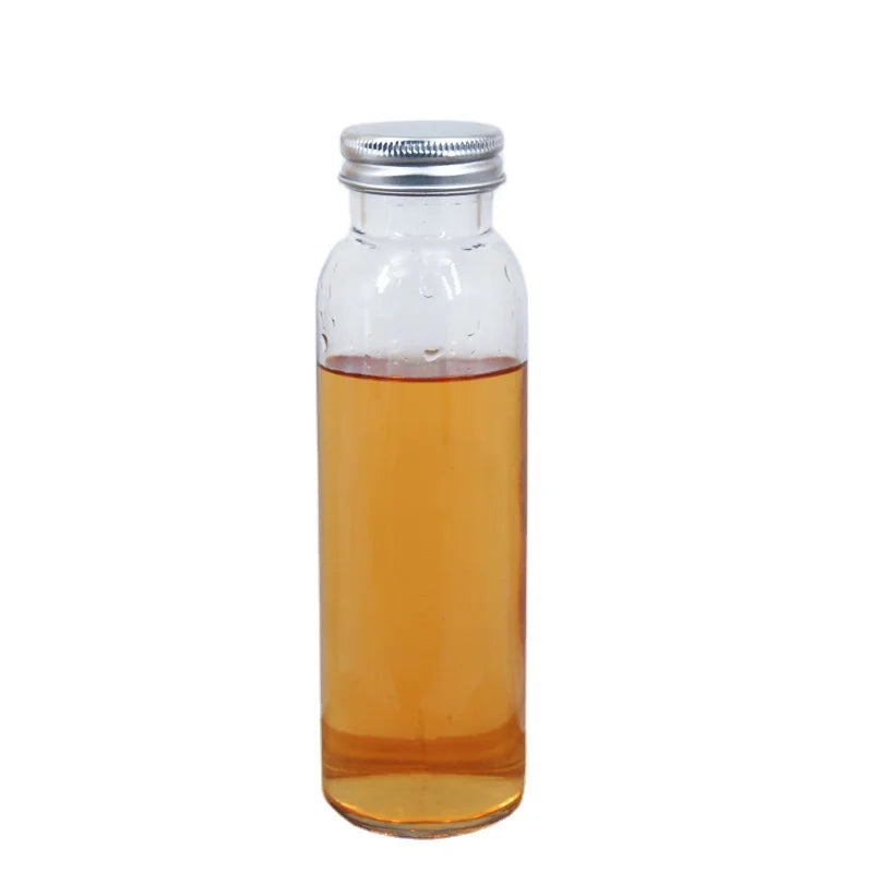 Leakproof Insulated Clear Glass Bottles 250ml/330ml/500ml with Screw Cap Lids for Tea Juice Kombucha-100pcs MOQ