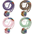 7 Chakra Crystal Natural Round Gemstone Pendant Necklace Tree of Life Copper Wire Wrapped Beads Necklaces Jewelry for Women