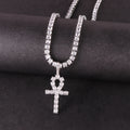 Hip Hop Solid Cross Pendant with Micro Inlaid Zircon Anhe Key Men's Necklace