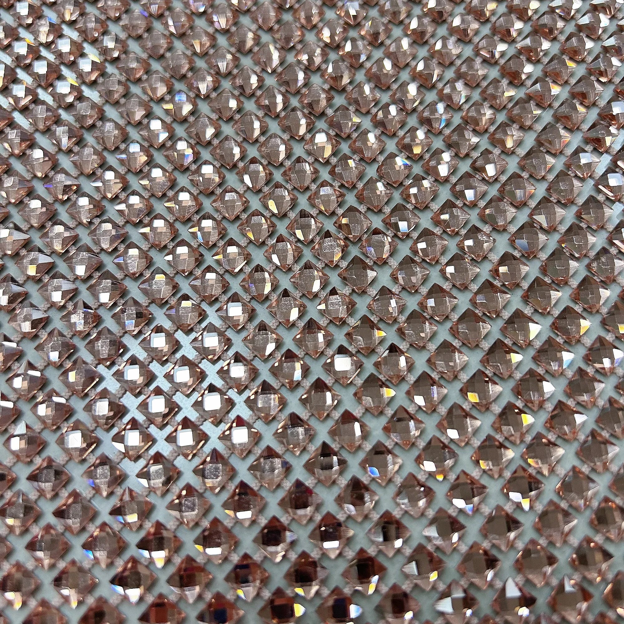 Luxury 6mm Crystal Rhinestone Fish Net Mesh Fabric Gold Embroidered with Nonwoven Technique for Girls' Gowns Bags Weddings Toys