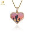 Custom DIY Photo Memory Medallion Hip Hop Jewelry Necklace Inlay Zircon Heart Pendant